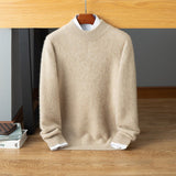 Mens Mock Neck Cashmere Sweater Warm Long Sleeve Solid Sweatershirt Light Camel XS