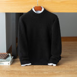 Mens Mock Neck Cashmere Sweater Warm Long Sleeve Solid Sweatershirt Black XS