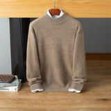 Mens Mock Neck Cashmere Sweater Warm Long Sleeve Solid Sweatershirt Taupe XS