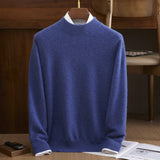 Mens Mock Neck Pure Cashmere Sweater Warm Long Sleeve Sweatershirt Blue XS