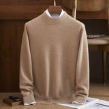 Mens Mock Neck Pure Cashmere Sweater Warm Long Sleeve Sweatershirt Taupe XS