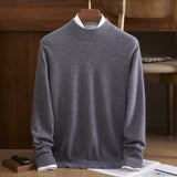 Mens Mock Neck Pure Cashmere Sweater Warm Long Sleeve Sweatershirt Grey XS