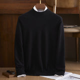 Mens Mock Neck Pure Cashmere Sweater Warm Long Sleeve Sweatershirt Black XS