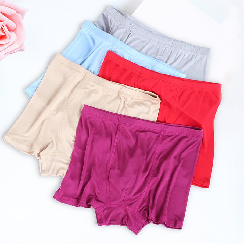 Silk Boxer Briefs Men Silk Knitted Underwear Comfy Silk Boxer