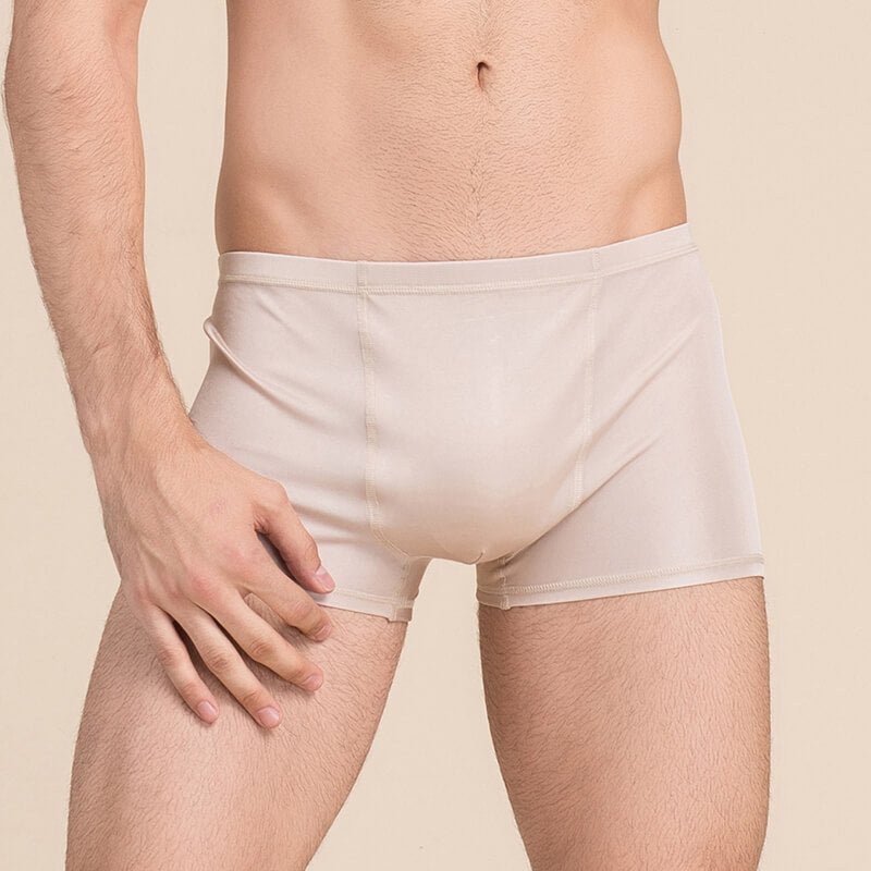Silk Boxer Briefs Men Silk Knitted Underwear Comfy Silk Boxer