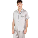 Men's Short Sleeve Silk Pajamas Set 100% Mulberry Silk Sleepwear