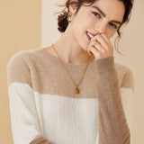 Womens Colorblock Cashmere Sweater Knit Warm Cashmere Sweater