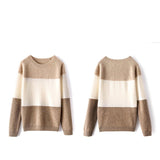 Womens Colorblock Cashmere Sweater Knit Warm Cashmere Sweater