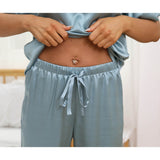 Mulberry Women's Silk Pajamas Set Split Neckline Silk Nightwear