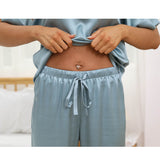 Mulberry Women's Silk Pajamas Set Split Neckline Silk Nightwear