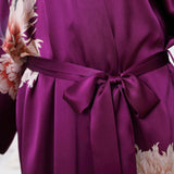 Women Ombre Floral Print Silk Kimono Robe Long 100% Mulberry Silk Robe