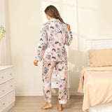Luxury Print Silk Pajamas Floral Butterfly Silk Pajamas Set