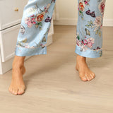 Luxury Print Silk Pajamas Floral Butterfly Silk Pajamas Set