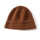 Pure Cashmere Beanie Ultra Soft Womens Cashmere Hat Rib Beanie with Cable Band