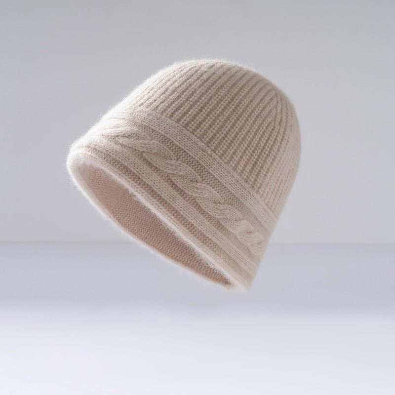 Pure Cashmere Beanie Ultra Soft Womens Cashmere Hat Rib Beanie with Cable Band