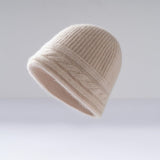 Pure Cashmere Beanie Ultra Soft Womens Cashmere Hat Rib Beanie with Cable Band