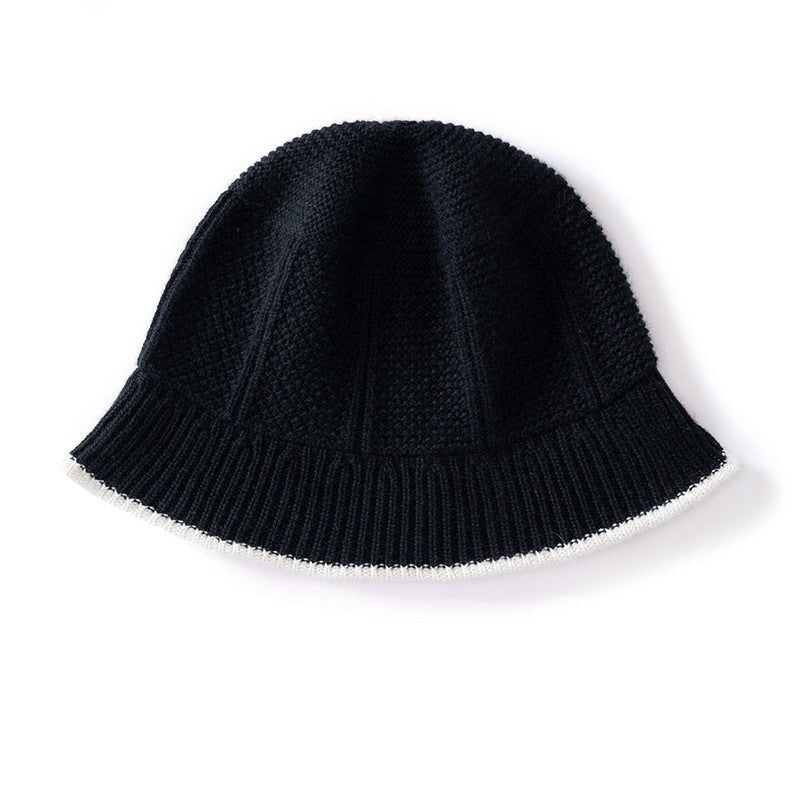 Pure Cashmere Bucket Hat Textured Cashmere Bucket Cap Rib Brim