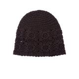 Pure Cashmere Crochet Knit Beanie Cashmere Crochet Floral Hat for Women