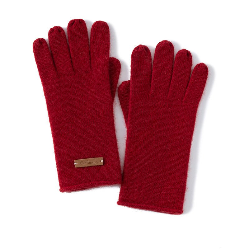 Pure Cashmere Knit Gloves Curl Edge Refined Cashmere Warm Gloves