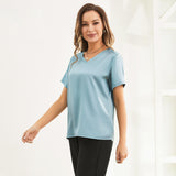 Pure Silk Blouses Short Sleeves Womens Pure Silk Top
