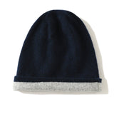 Reversible Double Layer Cashmere Knit Beanie Double Sided Cashmere Hat Folded Edge