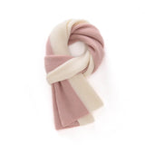 Rib Knit Cashmere Scarf Colorblock Cashmere Wrap for Men and Women