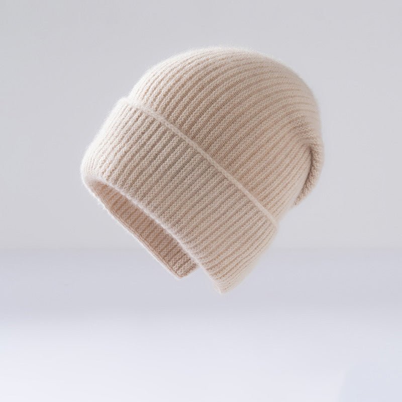 Ribbed 100% Cashmere Beanie Hat Premium Pure Cashmere Beanie with Folded Cuff