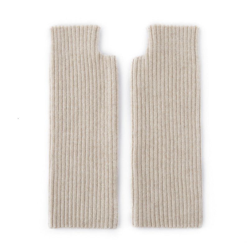Ribbed Pure Cashmere Gloves Cashmere Wrist Warmers Long Cashmere Mitts