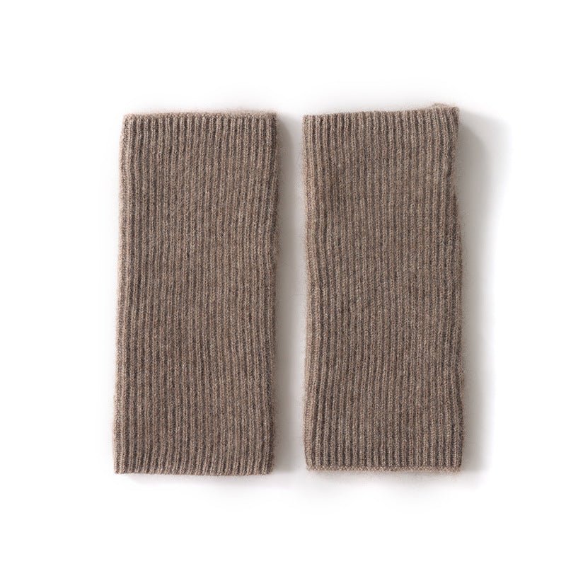 Ribbed Pure Cashmere Knit Headband Half - finger gloves Cashmere Gloves