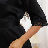 Womens Silk Robes 100% Sexy Lace Silk Kimono Robe