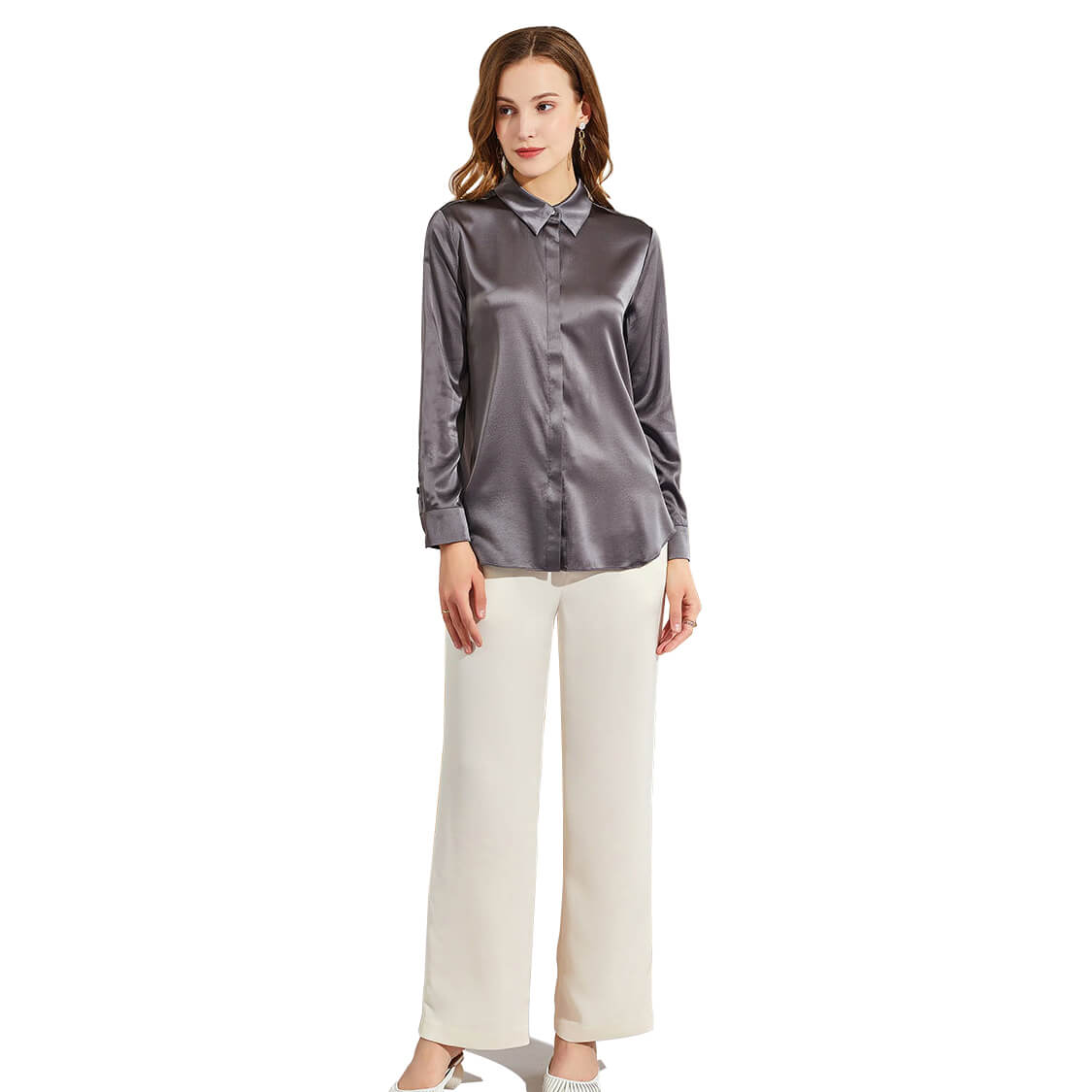 Silk Blouses For Women Long Sleeve Silk Button Shirts