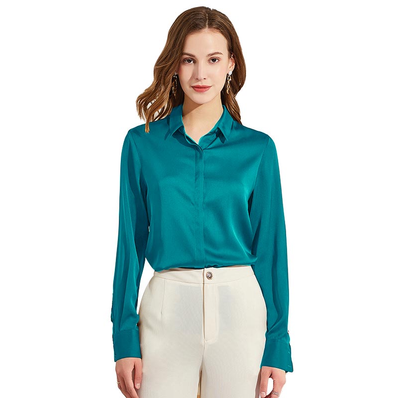 Silk Blouses For Women Long Sleeve Silk Button Shirts