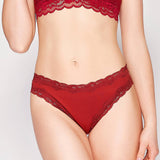 Silk panties women's lace ribbed mulberry silk mid - waist briefs