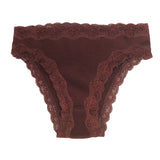 Silk panties women's lace ribbed mulberry silk mid - waist briefs