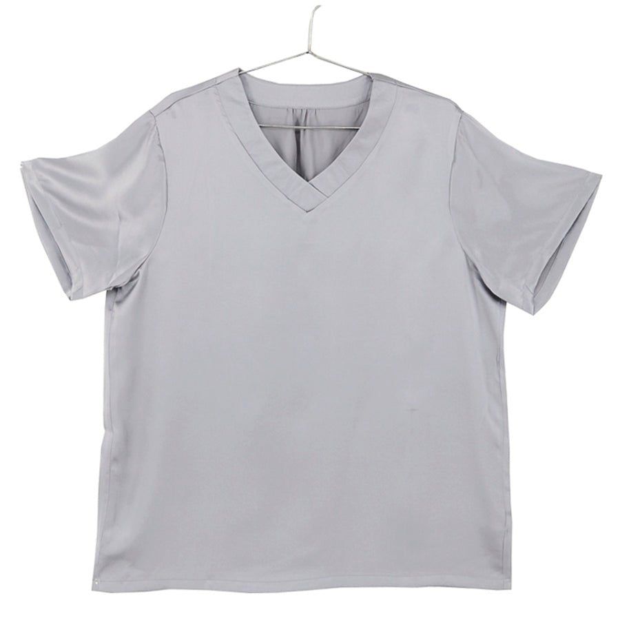 Mens Short Silk Pajama Set Silk Two Piece V Neck Silk Sleepwear