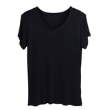Silk V - neck Silk T-shirt Women's Silk Knitted Top Black XS
