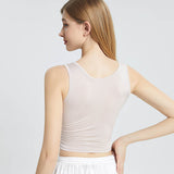 Summer Sleeveless Silk Vest Silk Knitted Bottoming Shirts Beige XS