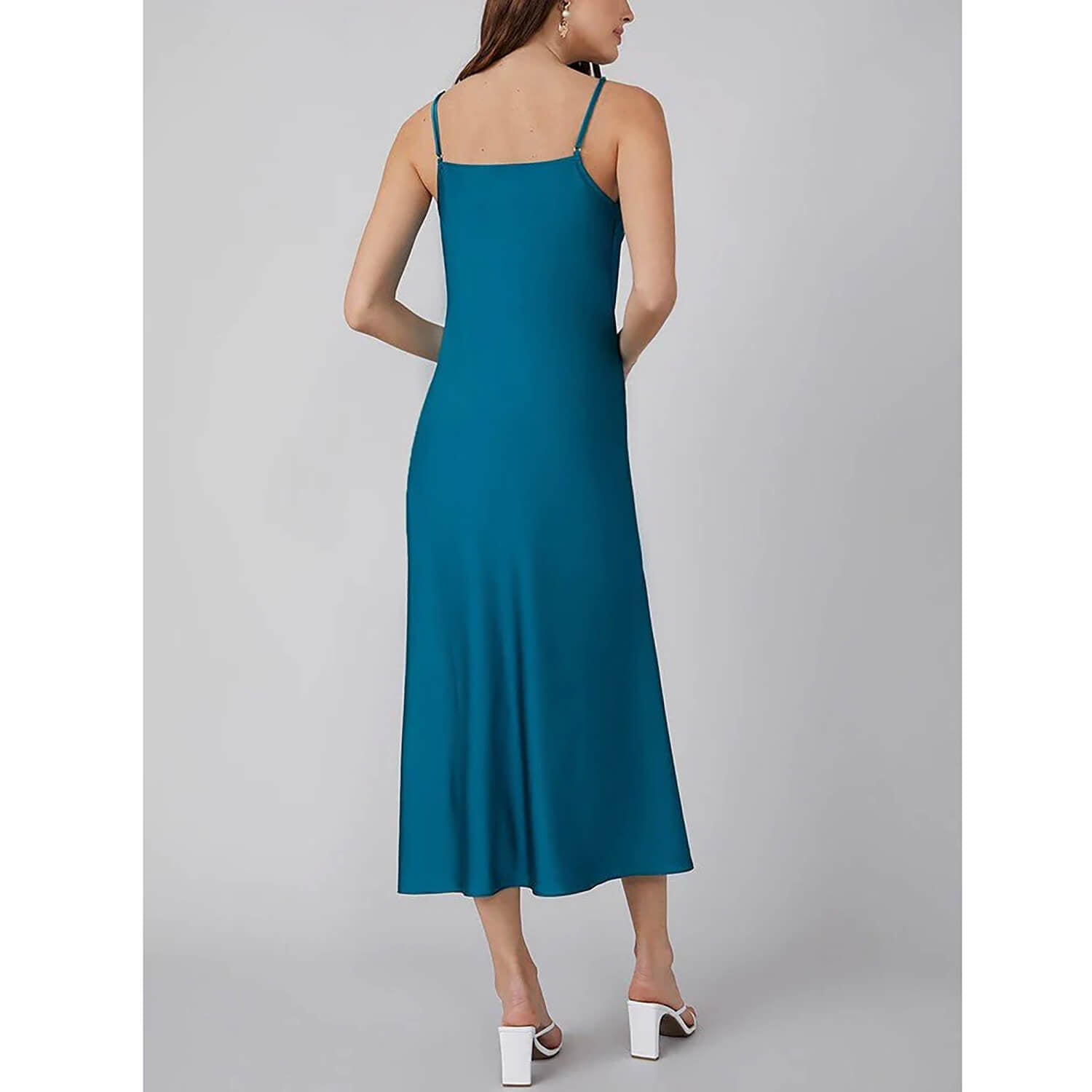 Summer Silk Dress Ladies Cowl Neck Pure Silk Slip Dress Dark Teal XS