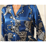 Tiger Silk Pajama Set Printed 100% Silk Pajamas For Women