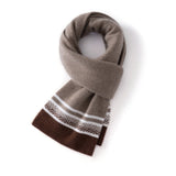 Unisex Cashmere Scarf with Contrast Woven Soft Knitted Cashmere Wrap