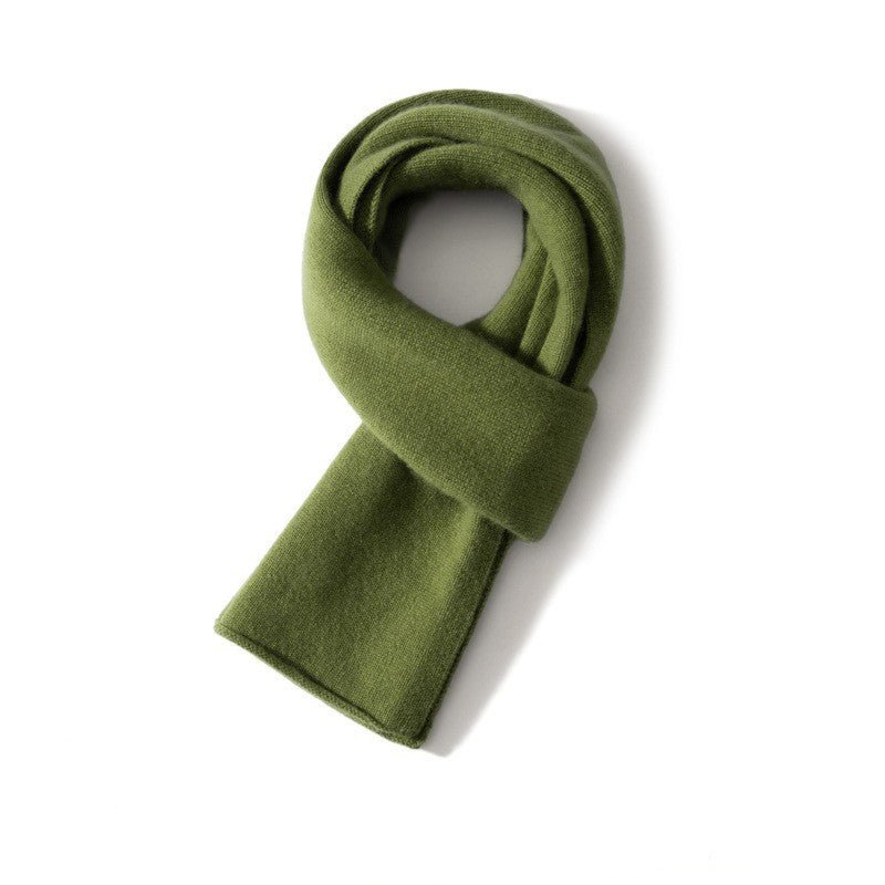 Unisex Short Cashmere Scarf Multi Colors Cashmere Neck Warmer Grass green M