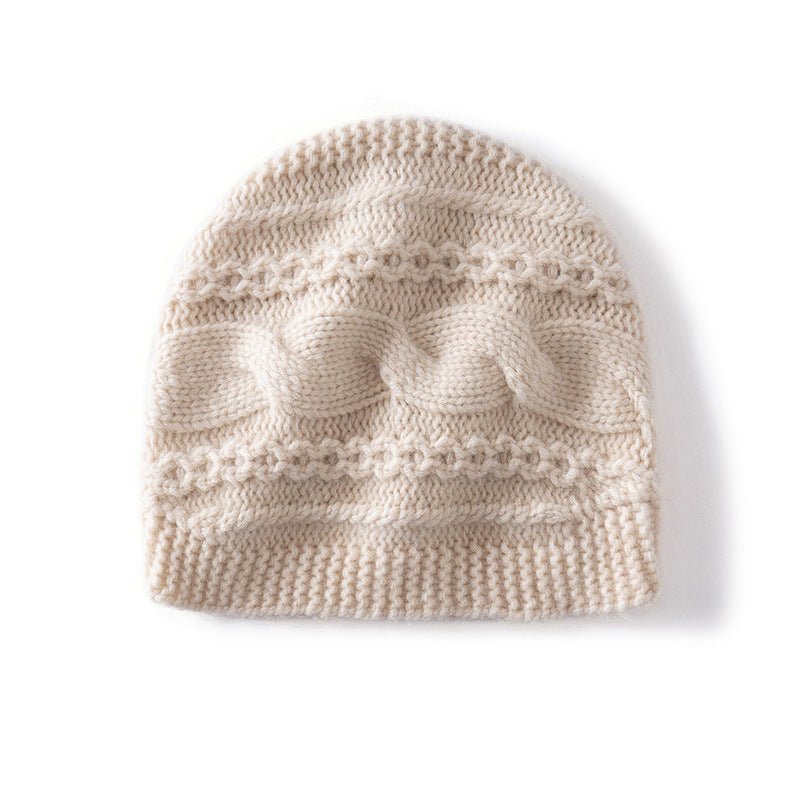 Warm Cashmere Knit Hat Cable Cloche Cashmere Beanie Rib Edge