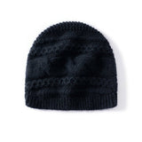 Warm Cashmere Knit Hat Cable Cloche Cashmere Beanie Rib Edge