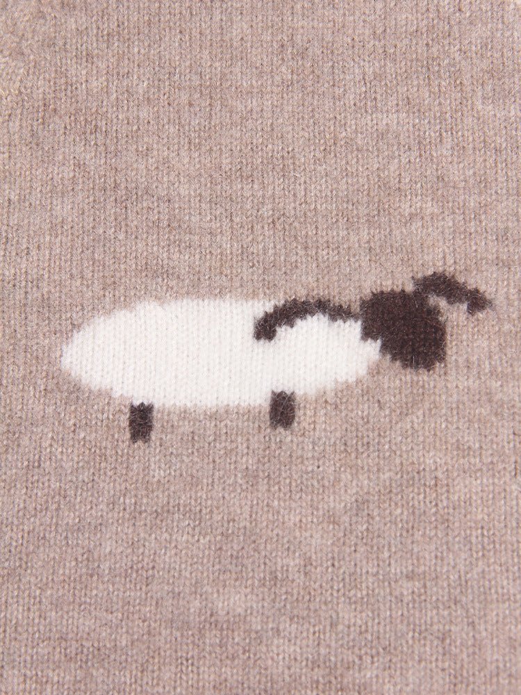 Warm Kids Pure Cashmere Vest Sheep Intarsia Knit Cashmere Sweater Camel 80