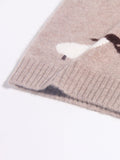 Warm Kids Pure Cashmere Vest Sheep Intarsia Knit Cashmere Sweater Camel 80