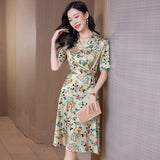 Women floral pure silk dress Summer Silk Floral Dress