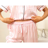 Women Stripe Silk Pajama Set Mulberry Stripe Silk Pajamas