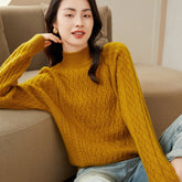 Womens Cable - Knit Cashmere Sweater Half Turtleneck Sweaters Jumpers