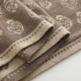 Womens Camellia Pattern Long Cashmere Scarf Cashmere Knit Wrap