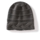 Womens Cashmere Beanie Cap with Cable Accents Cold Weather Cashmere Hat